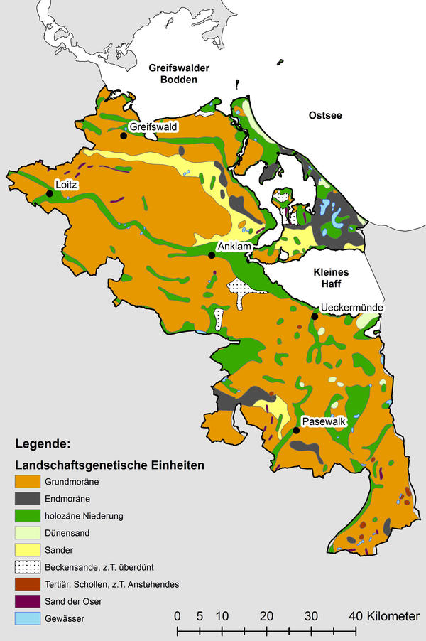 Übersicht zur naturräumlichen Gliederung des Landkreises Vorpommern - Greifswald