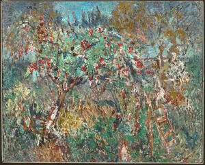 Otto Niemeyer-Holstein Obstgarten mit Leiter, 1968/69, &Ouml;l auf Leinwand, 81 x 100 cm, Besitz: Atelier ONH