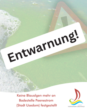 Entwarnung: Blaualgenwarnung an der Badestelle Peenestrom aufgehoben