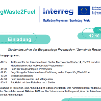OrgWaste2Fuel: Einladung Studienbesuch Przemyslaw