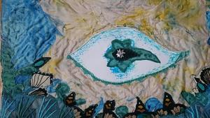Kerstin Hirthe Textil-Papier-Collage "Lichtblick"