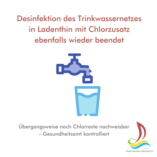 Desinfektion des Trinkwassernetzes in Ladenthin mit Chlorzusatz beendet