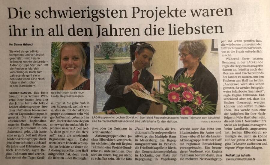 Presseartikel Verabschiedung Frau Teßmann