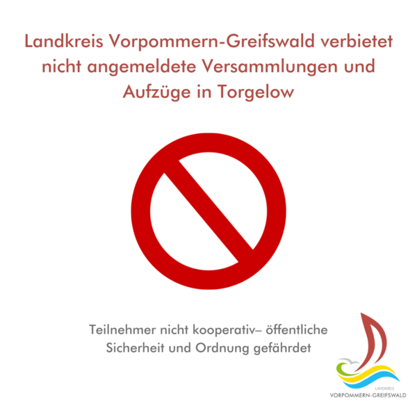 Verbot von nicht angemeldeten Versammlungen in Torgelow