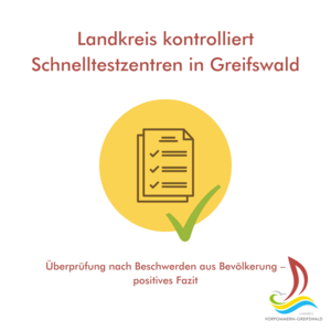 Landkreis kontrolliert Schnelltestzentren in Greifswald