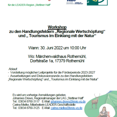 Flyer zum 3. Workshop der LAG Stettiner Haff