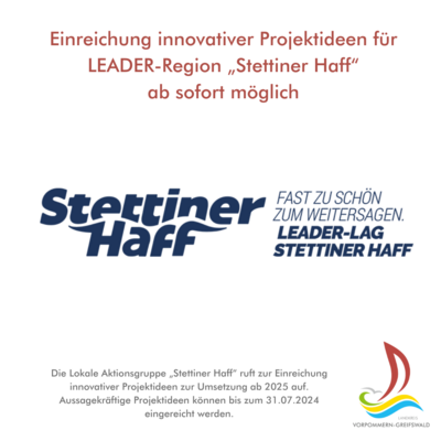 Einreichung innovativer Projektideen für LEADER-Region »Stettiner Haff« ab sofort möglich