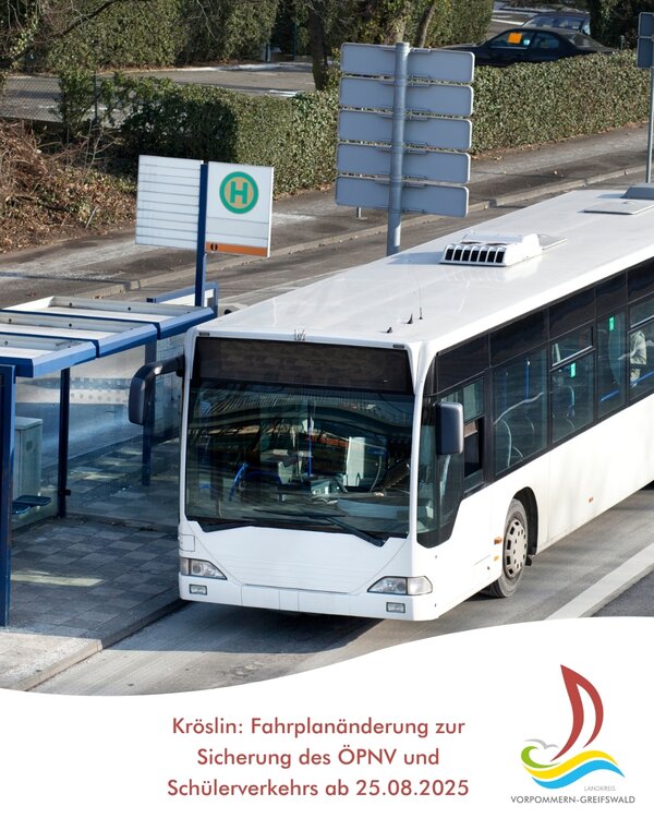 Kr&ouml;slin Fahrplan&auml;nderung zur Sicherung des &Ouml;PNV und Sch&uuml;lerverkehrs ab 25.08.2025